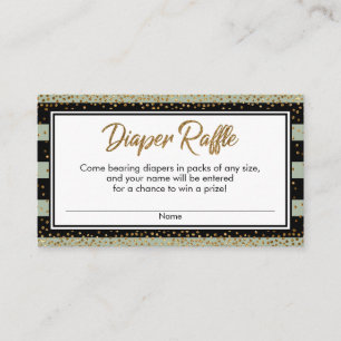 Sage Stripes & Confetti Diaper Raffle Ticket Cards