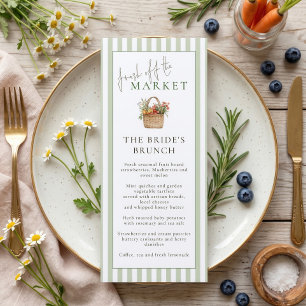 Sage Stripes Market Brunch Bridal Shower Menu Card