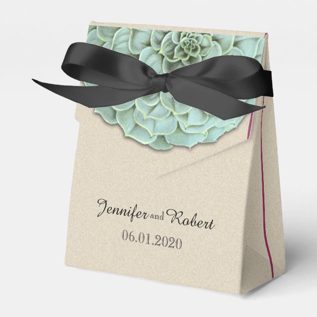 Sage Succulent Wedding Favour Box (Front Side)