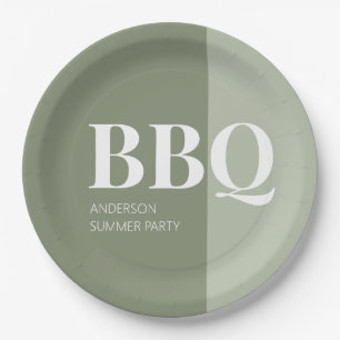 Sage Summer BBQ Party Paper Plate