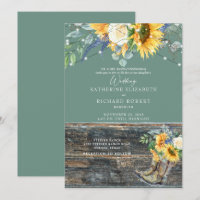Sage Sunflower Rustic Wood Boots Lights