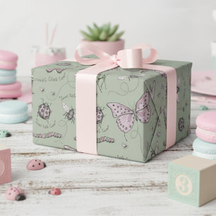 Sage Sweet Little Critter Feminine Blush Pink Wrapping Paper