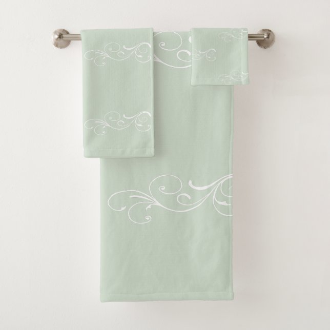 Sage Swirl Bath Towel Set (Insitu)