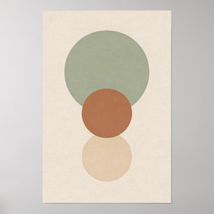 Sage Terracotta Stacked Circle Abstract Poster