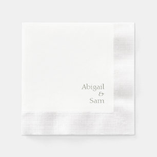 Sage Text Personalized White Coined Wedding  Napkin