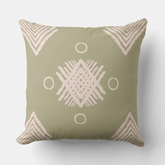 Sage Tribal  Throw Pillow (Front)