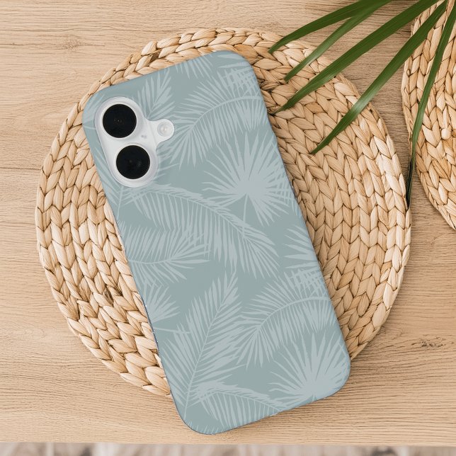 Sage | Tropical Botanical Palm Leaves Pattern iPhone 16 Case (Creator Uploaded)