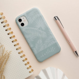 Sage   Tropical Botanical Palm Leaves Pattern iPhone 13 Case