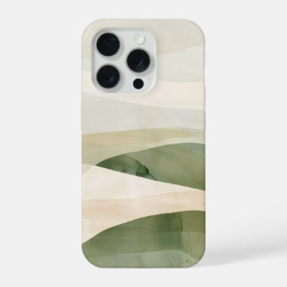 Sage Valley Abstract Landscape – Soft Boho Green iPhone 15 Pro Case