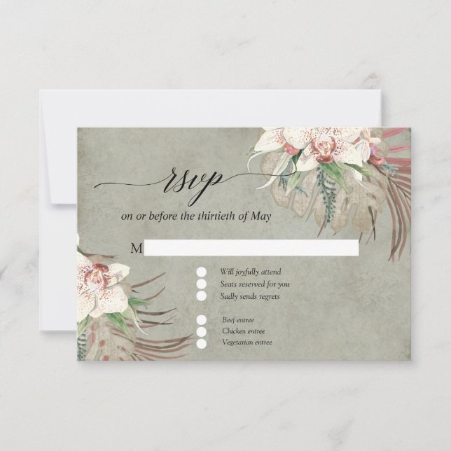 Sage Vert Aquarelle Floral Tropical Folio RSVP (Devant)