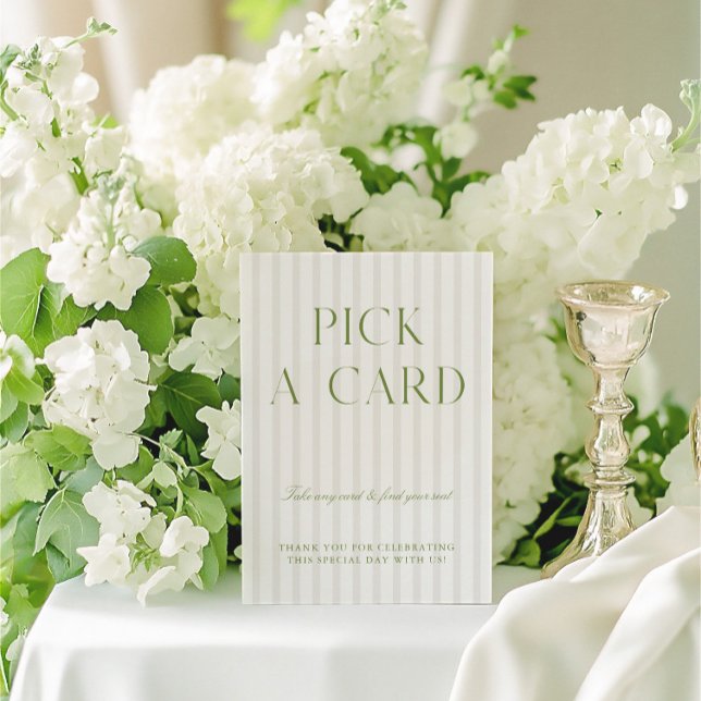 Sage Vert & Beige Choisir une carte Signal Mariage (Sage Green & Beige Pick a Card Wedding Sign)