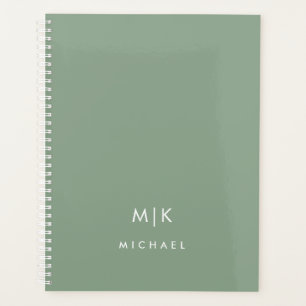 Sage vert et blanc Monogramme moderne