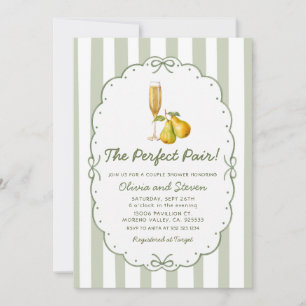 Sage Vert Invitation Parfaite Paire de Poires Mari