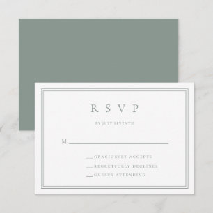 Sage Vert Moderne Minimaliste II Mariage Carte RSV