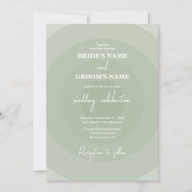 Sage Vert Moderne Monogramme Faire-part de mariage (Devant)