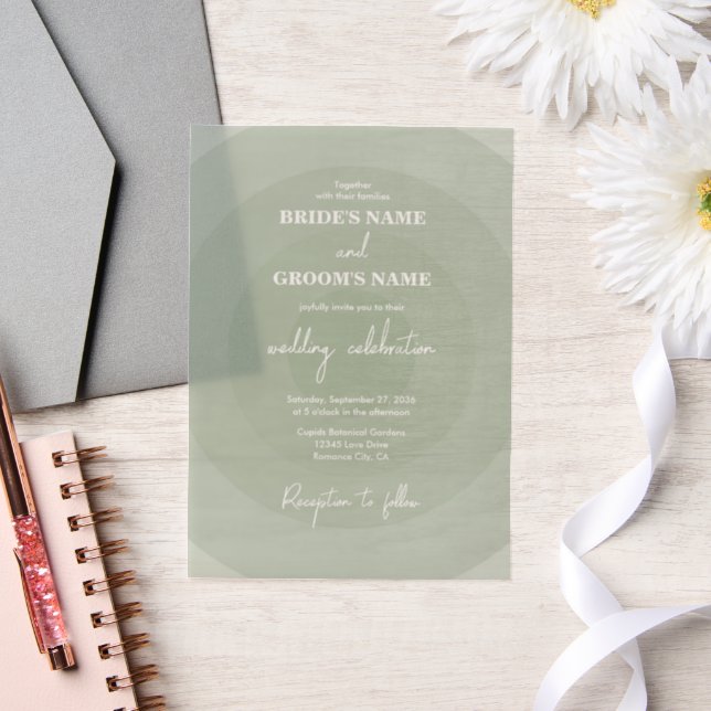 Sage Vert Moderne Monogramme Faire-part de mariage (Mariage)