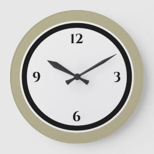 Sage Vert noir & blanc Minimaliste Grande horloge