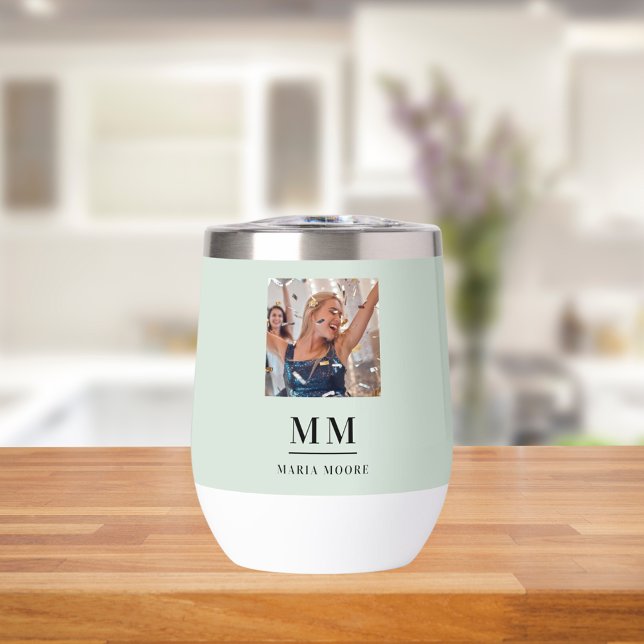 Sage vert photo monogramme nom initiales (Créateur téléchargé)