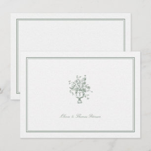 Sage Vintage Bouquet Classic Frame Wedding Couple Card