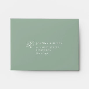 Sage Vintage Calligraphy Return Address Envelope