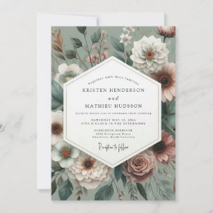 Sage Vintage Floral Wedding Invitation