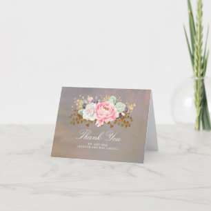 Sage Violet Blush Floral Wedding Thank You