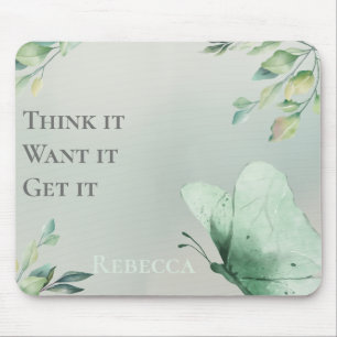 Sage Watercolor Motivational Personalized Mouse Pad