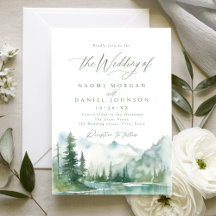 Sage Watercolor Mountain Forest Rustic Wedding