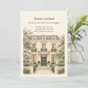 Sage Watercolor Townhouse Housewarming Invitation