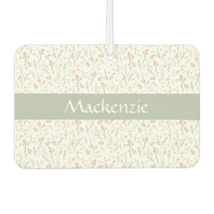 Sage Watercolor Wildflower Floral Custom Name Air Freshener