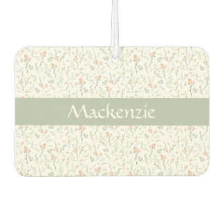 Sage Watercolor Wildflower Floral Custom Name Air Freshener