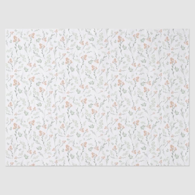Sage Watercolor Wildflower Floral Tissue Paper (Front)