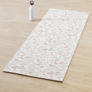 Sage Watercolor Wildflower Floral Yoga Mat