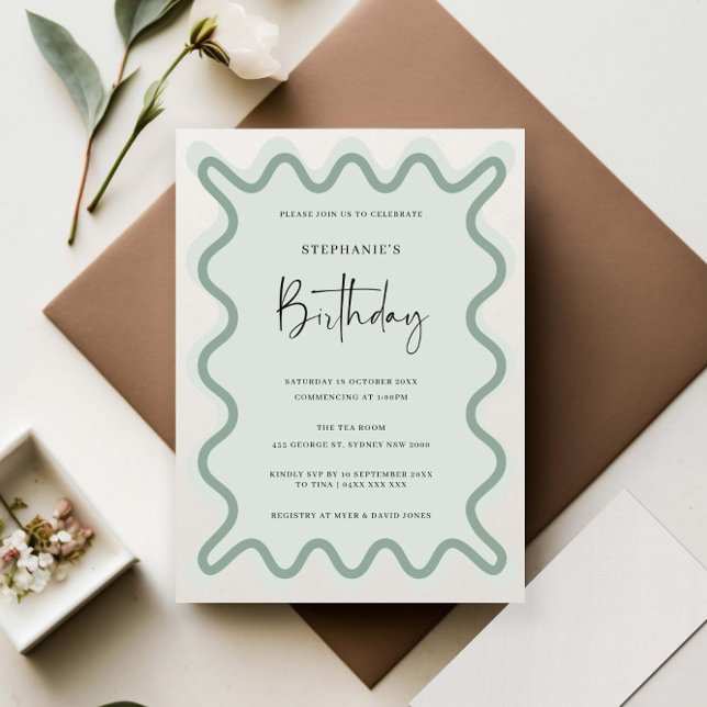 Sage Wavy Border Bridal Shower Invitation (Creator Uploaded)