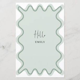 Sage Wavy Border menu card with name