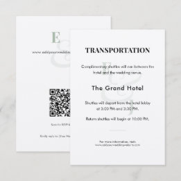 Sage Wedding Transportation Details Card | QR