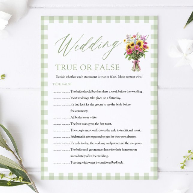 Sage Wedding True or False Bridal Shower Game Invitation (Sage Wedding True or False Bridal Shower Game)