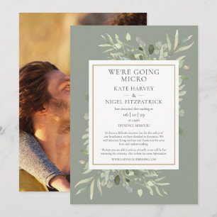 Sage Were Going Micro Downsized Photo Wedding Invitation