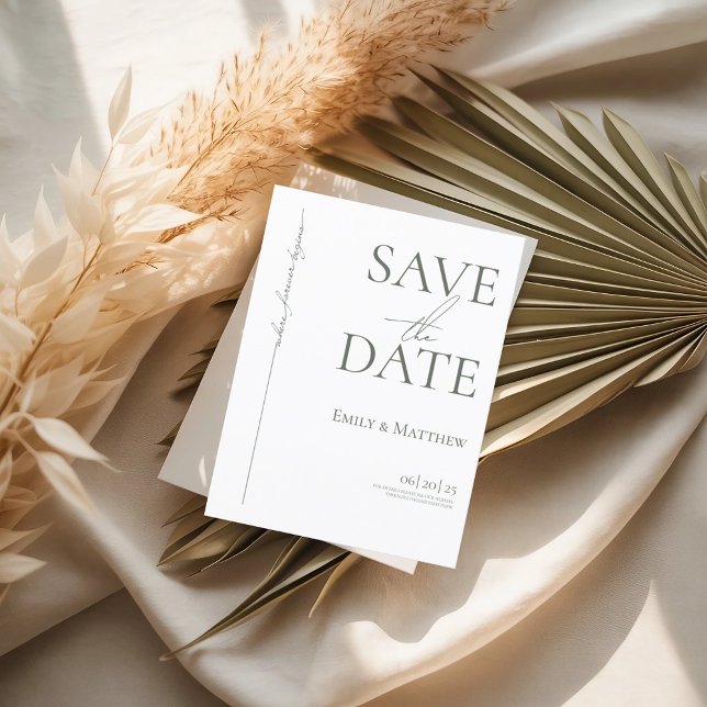 Sage Where Forever Begins Save The Date Announcement Postcard (Creator Uploaded)
