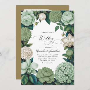 Sage Whisper, Linen Ivory & Olive Mist Wedding Invitation