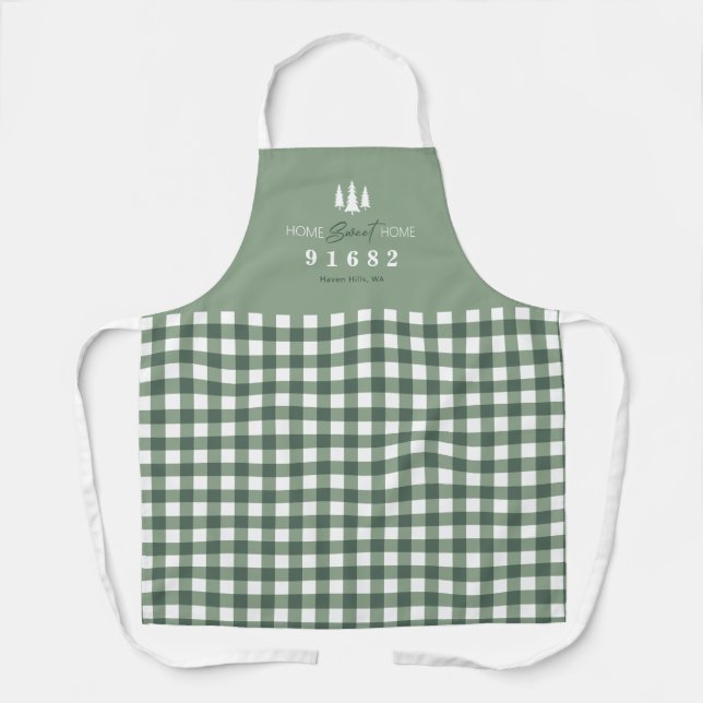 Sage White Home Sweet Home Custom Zip Code  Apron (Front)