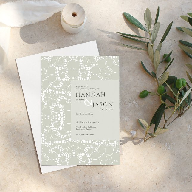 Sage White Lace Crochet Delicate Invitation (Creator Uploaded)