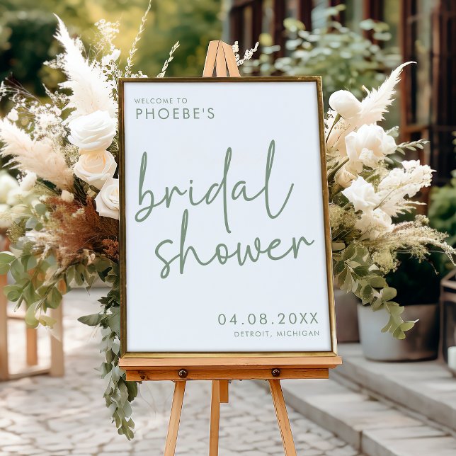 Sage & White Minimalist Bridal Shower Welcome Poster (Creator Uploaded)