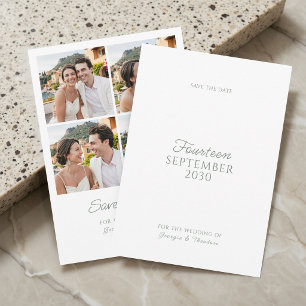 Sage & White   Minimalist Script Photo Wedding  Save The Date