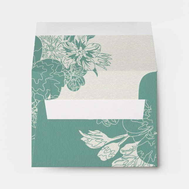 Sage & White, Sketched Floral Wedding Response Envelope (Back (Bottom))