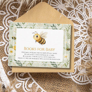 Sage Wildflower Bee Baby Shower Books For Baby Enclosure Card