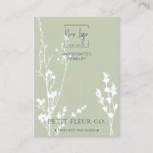 Sage Wildflowers Jewellery Hair Clip Display Card