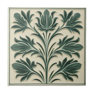 Sage William De Morgan Style Tile