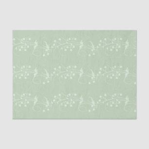 Sage with Cream Floral Scrolls Tissue Paper