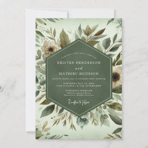 Sage Woodland Bloom Wedding Invitation